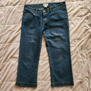 Max Azria women's denim capri blue jeans Sz 6 Cottage Boho Western Y2k